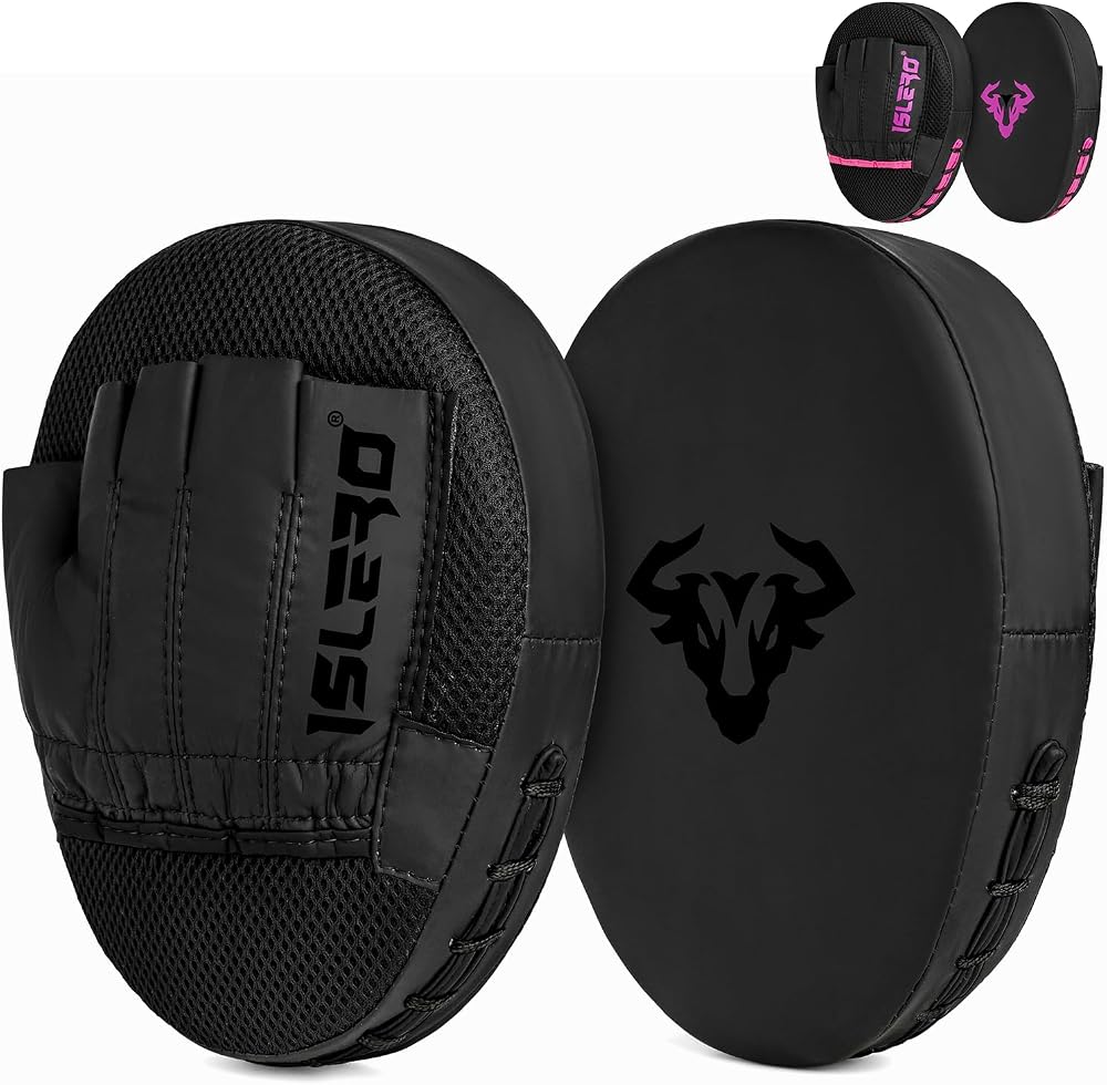 Islero Fitness Boxing Focus Pads Matte Black Training Mitts
