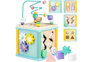 Airlab Wooden Activity Cube Toddler Montessori Toys for 1 2 3 Year Old Boys Girls Activity Centre Sensory Toys for Baby 12-18