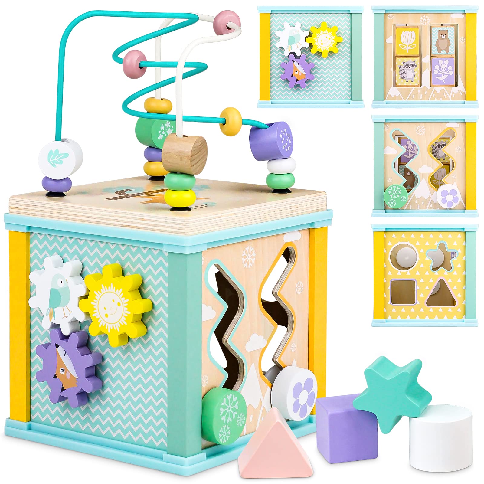 Photo 1 of Wooden Activity Cube Montessori Toys