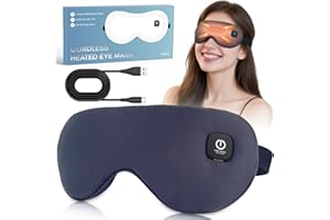 VISADER Heated Eye Mask for Dry Eyes Relief, Cordless Eye Mask with 3 Heat Settings, Washable Eye Cover, Warm Heating Pad for Stye Eye Treatment & Travel Use
