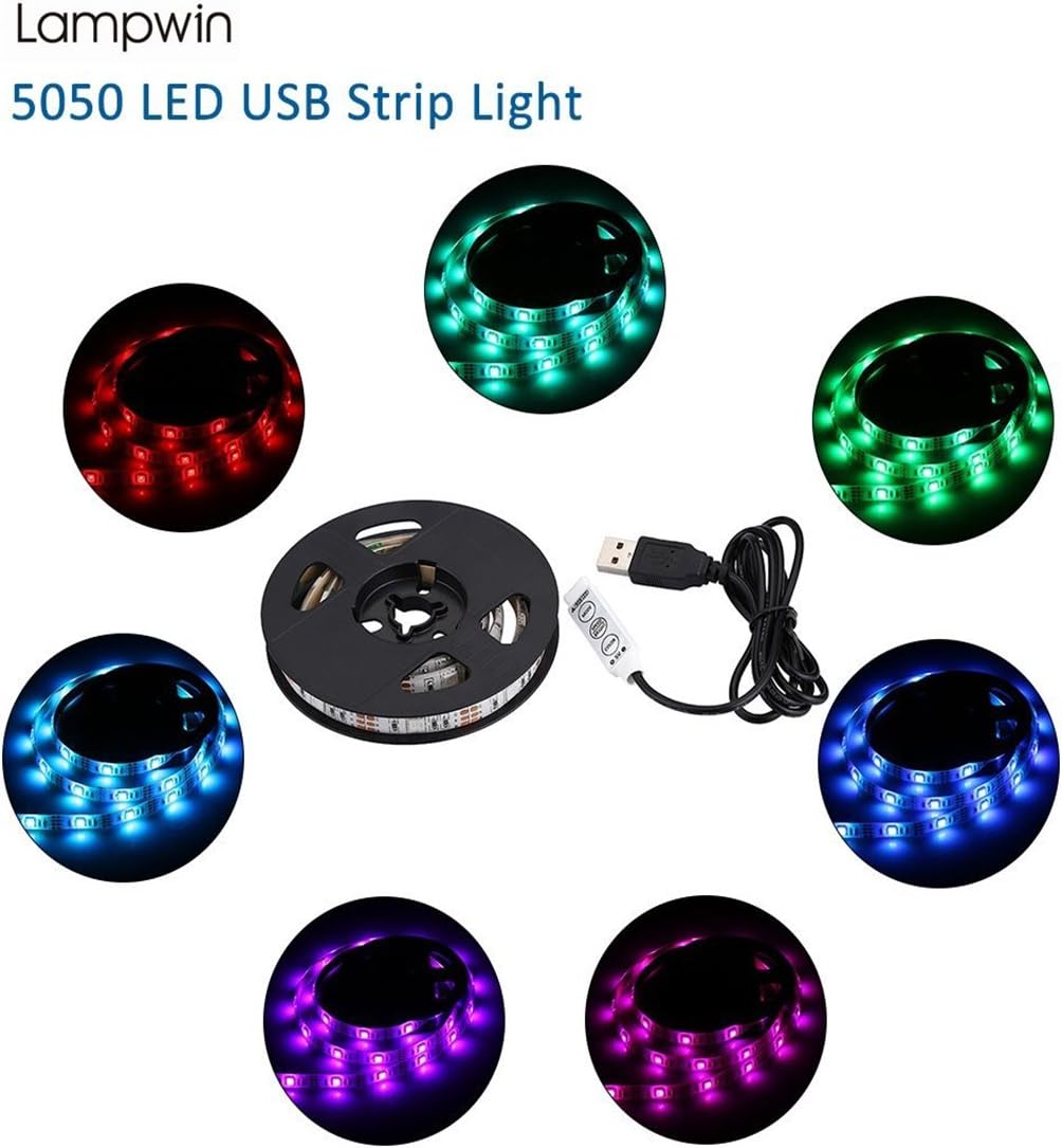 Lampwin LED Light Strip Waterproof Flexible LED SMD5050 30LED 1M LED Lighting with Controller for Home Kitchen Room Garden Christmas Decoration