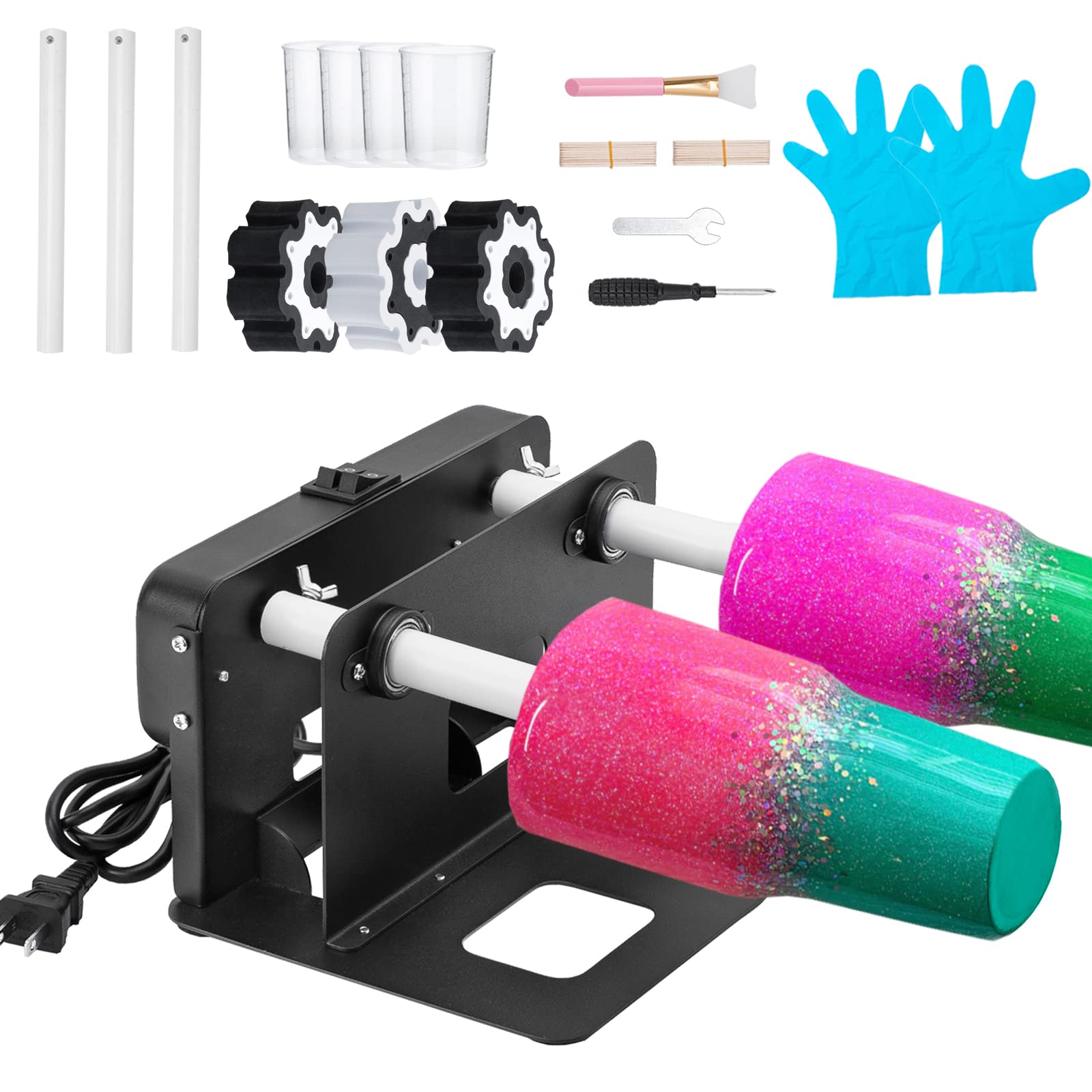 Photo 1 of **MISSING CLAMPS***Cup Turner Tumbler Spinner Double Matal Frame Crafts Tumbler Double Cuptisserie Turner for DIY Epoxy Machine with Professional Silent Balance Steering Shaft and Independent Switch