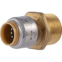 SharkBite Max 1/2 Inch x 3/4 Inch MNPT Reducing Adapter, Push to Connect Brass Plumbing Fitting, PEX Pipe, Copper, CPVC, PE-R