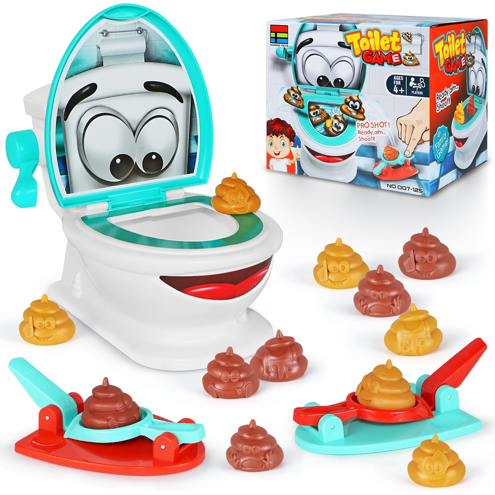 Joke Toys, Yeelua Poop Shoot Game, Funny Toilet Toy with 1 Toilet, 12 Poops, 2 Launchers,1 Sticker, Novelty Poo Games, Creative Family Game Toy for Kids Boys Girls Chrstmas Family Party
