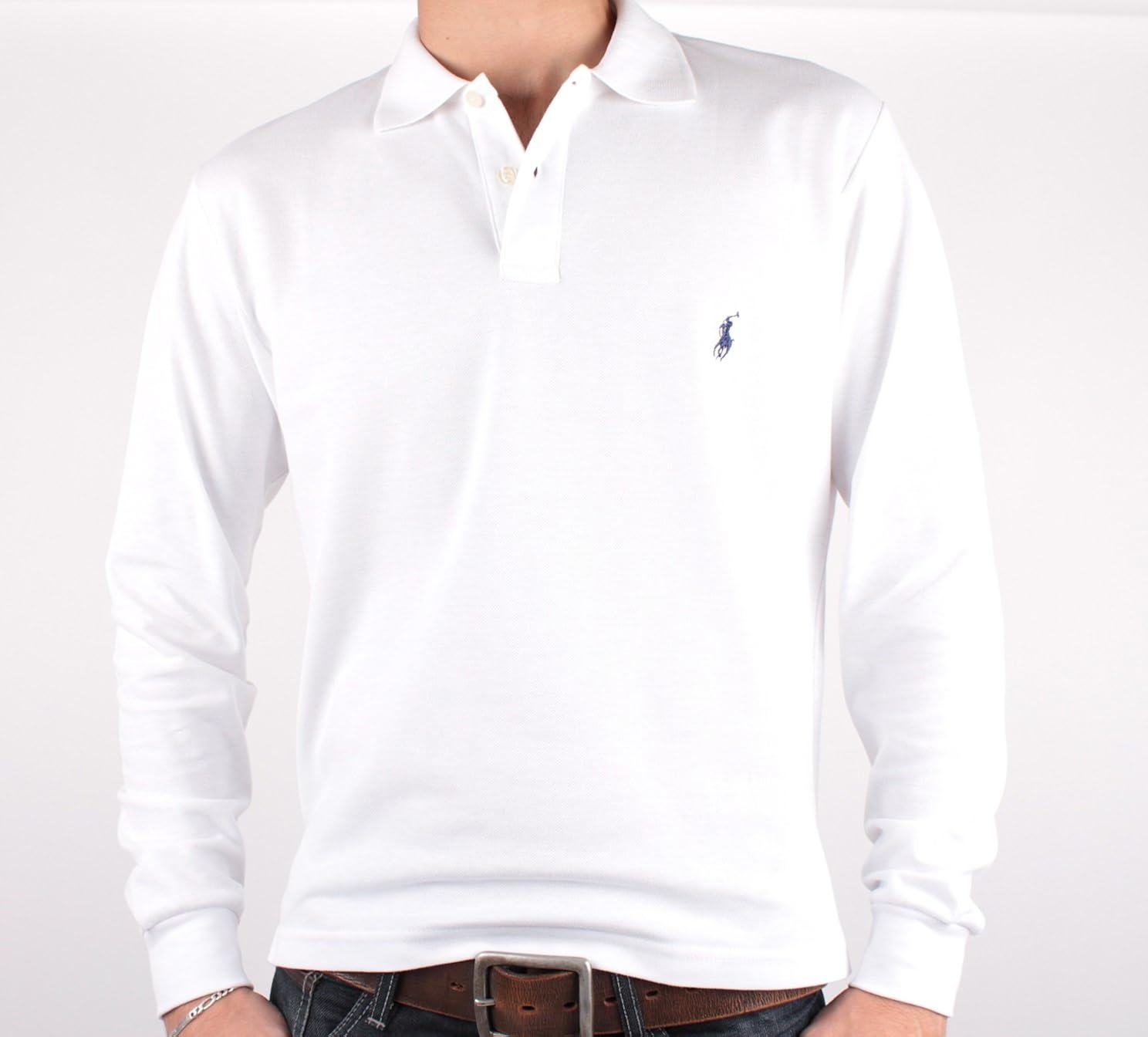 RALPH LAUREN Herren Poloshirt, Polo Shirt Long/Longsleeve Weiß (XL
