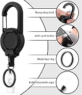 Yafe 2 Pack Heavy Duty Retractable Badge Reel Thick Steel Cord Key Holder view 4