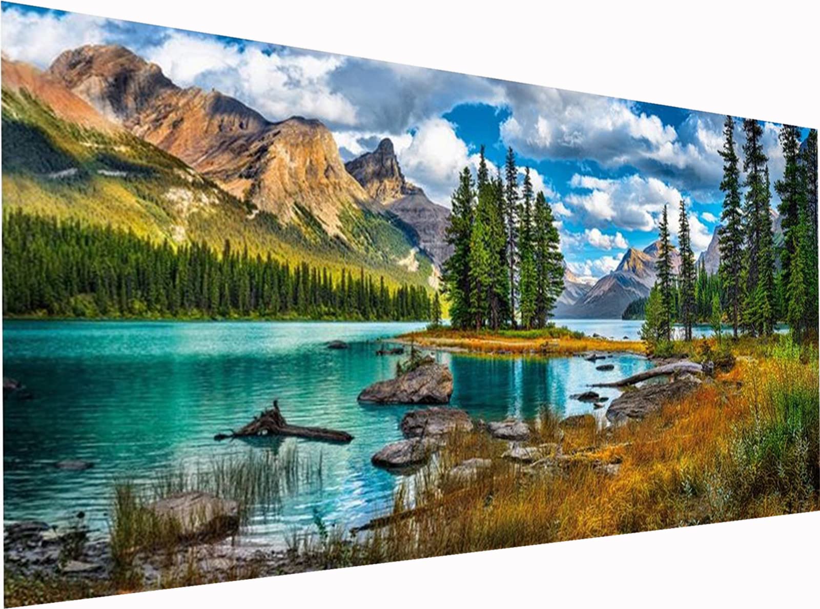 YALKIN Large Diamond Painting Kits for Adults (35.5x15.7in), 5D DIY Full Drill Round Art Gems Mountain River Diamond Art Perfect for Home Wall Deco Gift Diamond Dotz