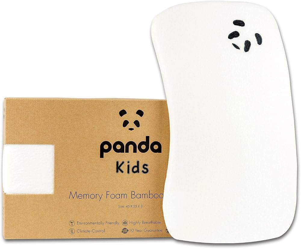 Panda Kids Memory Foam Bamboo Pillow 45 x 25 x 3cm Orthopaedic