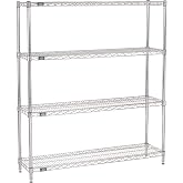 Nexel 12" x 48" x 54", 4 Tier Adjustable Wire Shelving Unit, NSF Listed Commercial Storage Rack, Chrome Finish, leveling feet