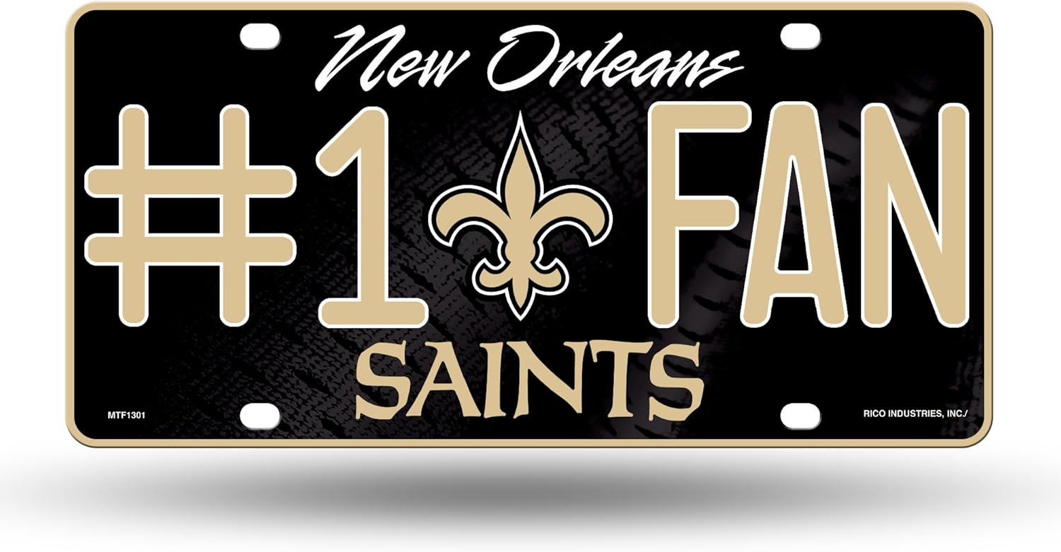 NFL New Orleans Saints #1 Fan Metal License Plate Tag