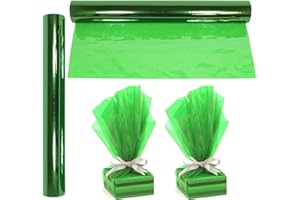 ANAPOLIZ Cellophane Wrap Roll Green | 100’ Ft. Long X 16” in. Wide | 2.3 Mil Thick Transparent Green | Gifts, Baskets, Arts & Crafts, Treats, Cellophane Wrapping Paper | Colorful Cello Christmas, Holiday Color