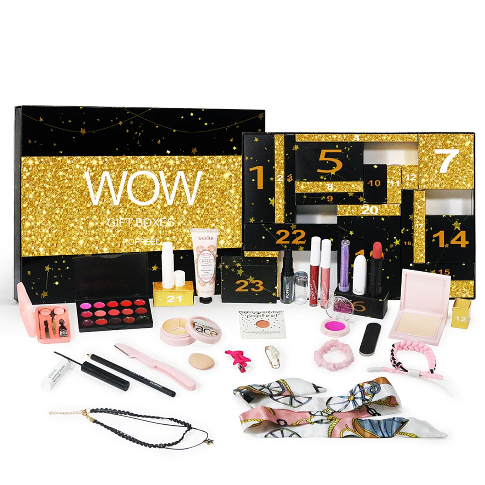 Dynaeuty Makeup Advent Calendar 2025, Christmas 24 Days Countdown Calendar Makeup Gift Set, Christmas Individual Gift Box Calendar for Women Full Kit (B)