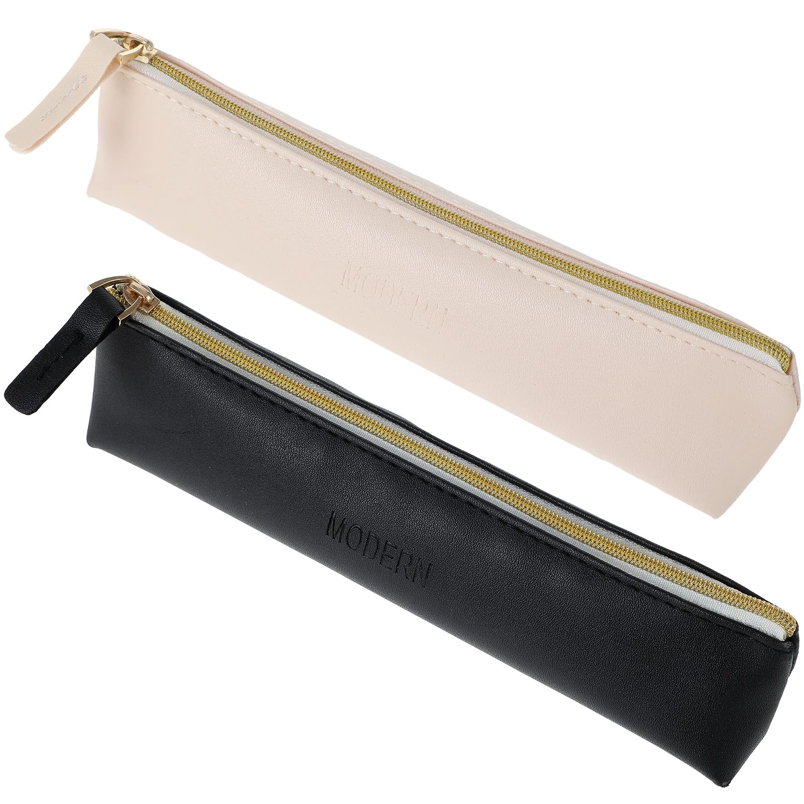 2 Pcs Portable Travel Cosmetic Bag Small Leather Makeup Pouch Slim Pencil Case Bag Waterproof Make Up Bag with Zipper Mini Cosmetic Accessory Organizer for Women Girls