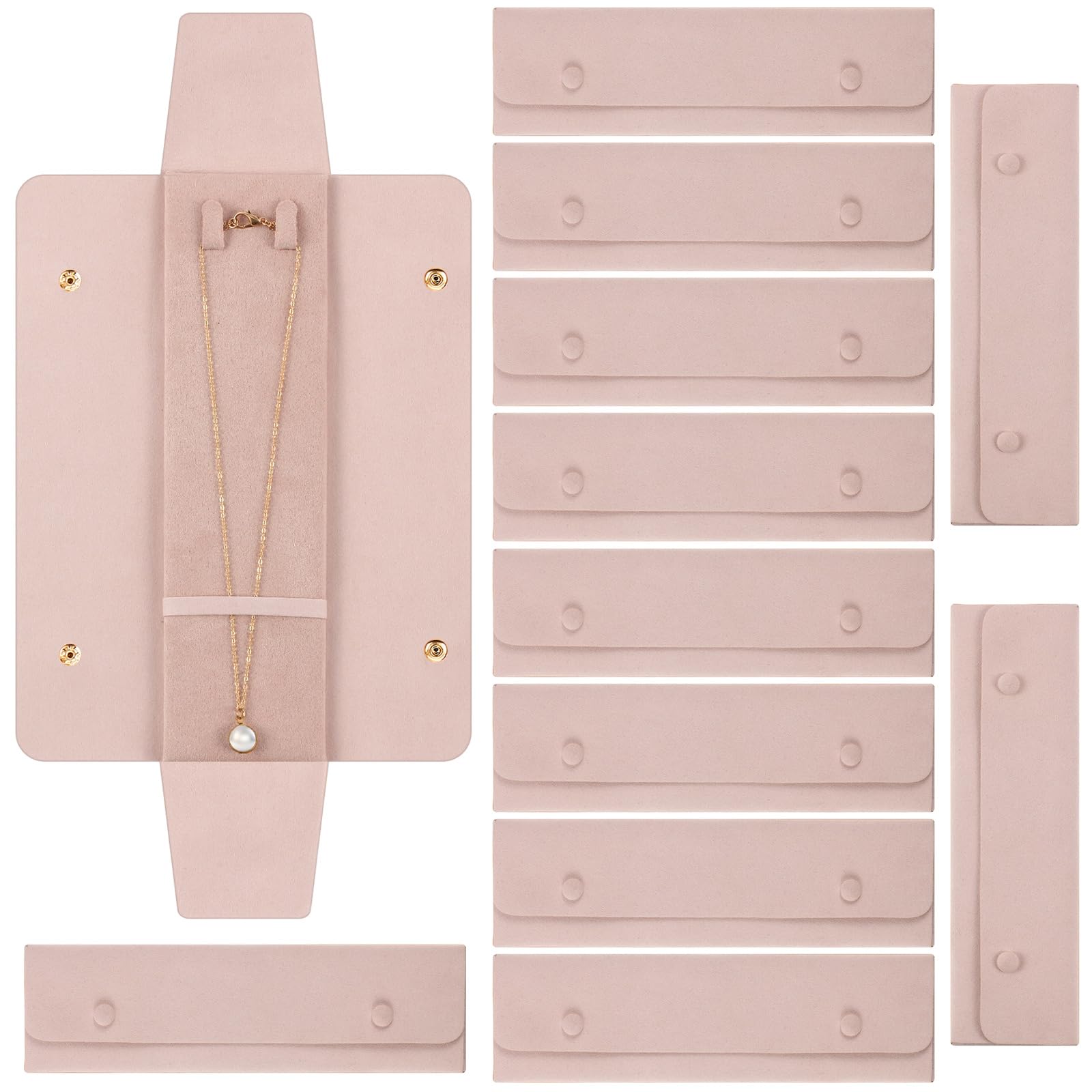 Photo 1 of Remuuly 12 Pcs Necklace Travel Case No Tangle Necklace Pouch Travel Jewelry Organizer Bridesmaid Gifts for Wedding Single Portable Microfiber Jewelry Case Storage Bag for Women