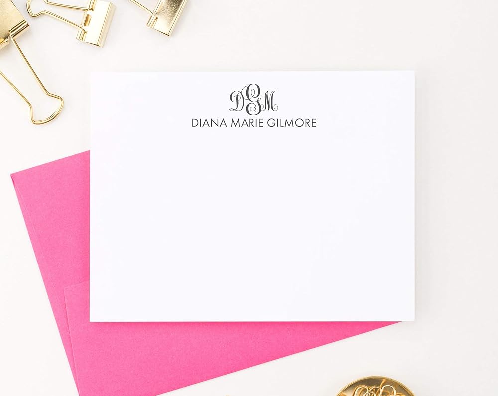 Monogrammed Stationery Set, Personalized Monogram