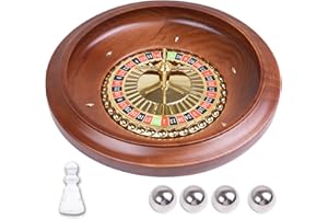 Extguds 16 Inch Wooden Roulette Wheel, Handcrafted Casino Style Solid Wood Roulette with 4 Metal Roulette Balls for Adults, Premium Gift for Game Night Party