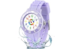 DTKID Educational Bracelet Watch for Children, Boy, Girl, Analogue Watch with Rotating Bezel with Exercises, Easy to Learn to Read The Time with Soft Strap