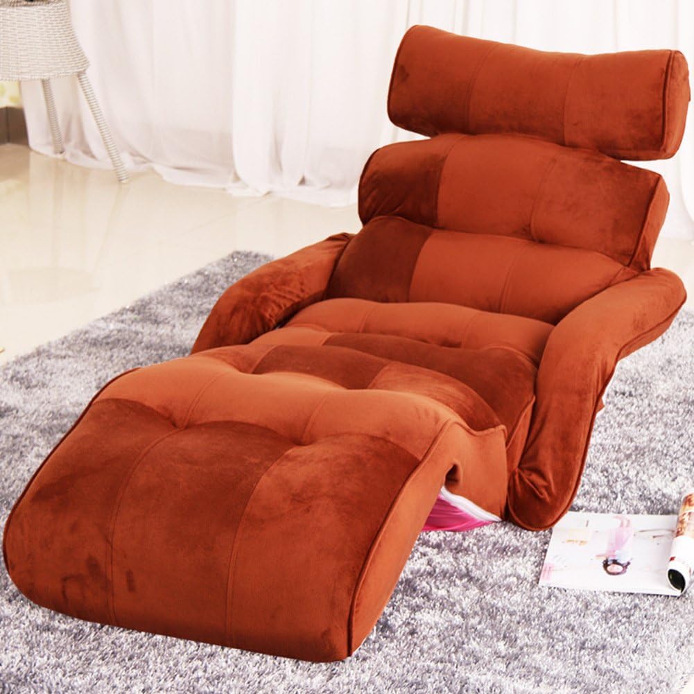 Private home textiles Tatami floor chair,siesta Armchair,Folding sofa,individual Mini sofa,Lounge chair Couch-beds Removable Waterproof Deck chair-Brown