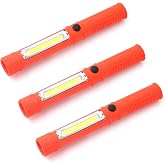 Vagocom 3Pcs LED Magnetic Worklight,Bulk Portable COB Inspection Lamp Trouble Light for Mechanic,BBQ,Car,Camping,Emergency (Orange,Batteries NOT Included)