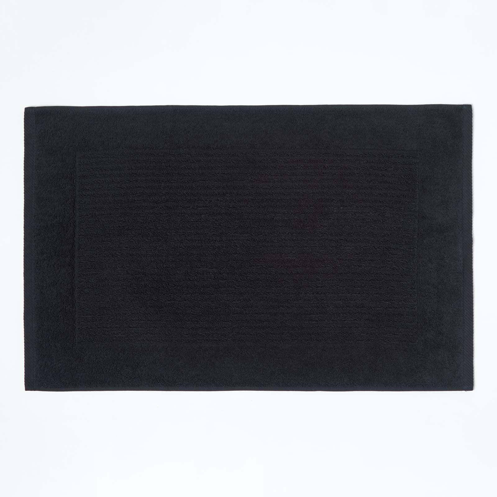 HOMESCAPES Imperial Plain Black Bath Mat 50 x 80 cm - Super Soft Bathroom Mat - 100% Turkish Cotton Shower Mat