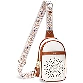 APHISON Small Sling Bag Fanny Packs Cell Phone Purse Vegan Leather Crossbody Bags for Women Chest Bag with Adjustable Strap White Brown