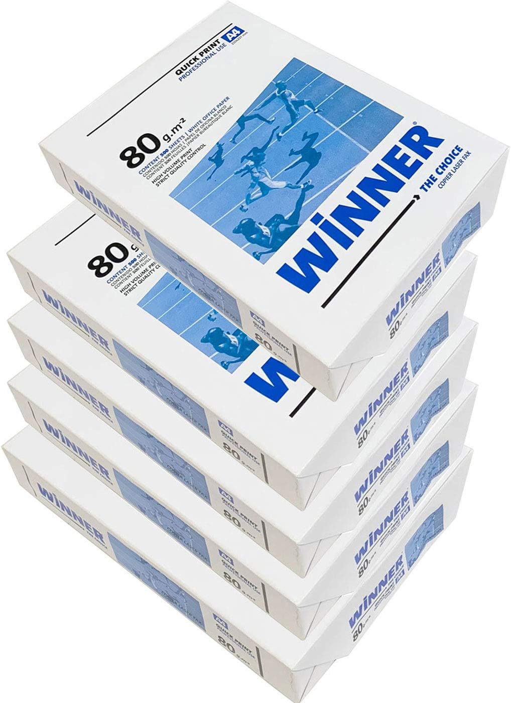 Winner -Caja 5 paquetes de 500 folios 2500 hojas de A-4 80g: Amazon.es: Hogar