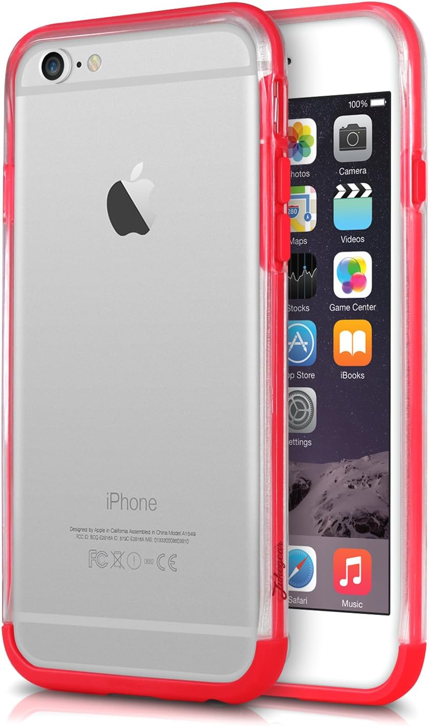 iPhone 6s Frame Case - JukeGear Apple iPhone 6/6s Protective Rim - Ultra Slim Premium Bumper Ring for iPhone 6 with 4.7" Screen - Red / Clear - (JBumP6MRE)