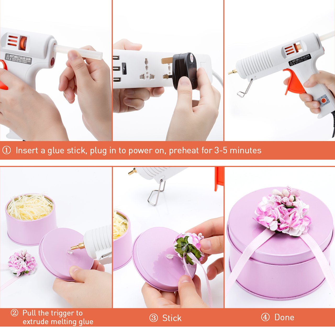TOPELEK 100W High Professional Industrial Hot Melt Glue Gun with Sticks