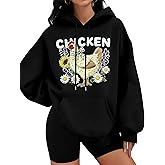 SFHFY Chicken Sweatshirt for Women: Chicken Mom Shirt Lightweight Animal Lover Hoodie Drawstring Country Farm Tops