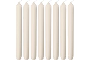 Estrella Blanca Dinner Candle Ivory 10 inch - 8 Pack, Elegant and Long-Lasting