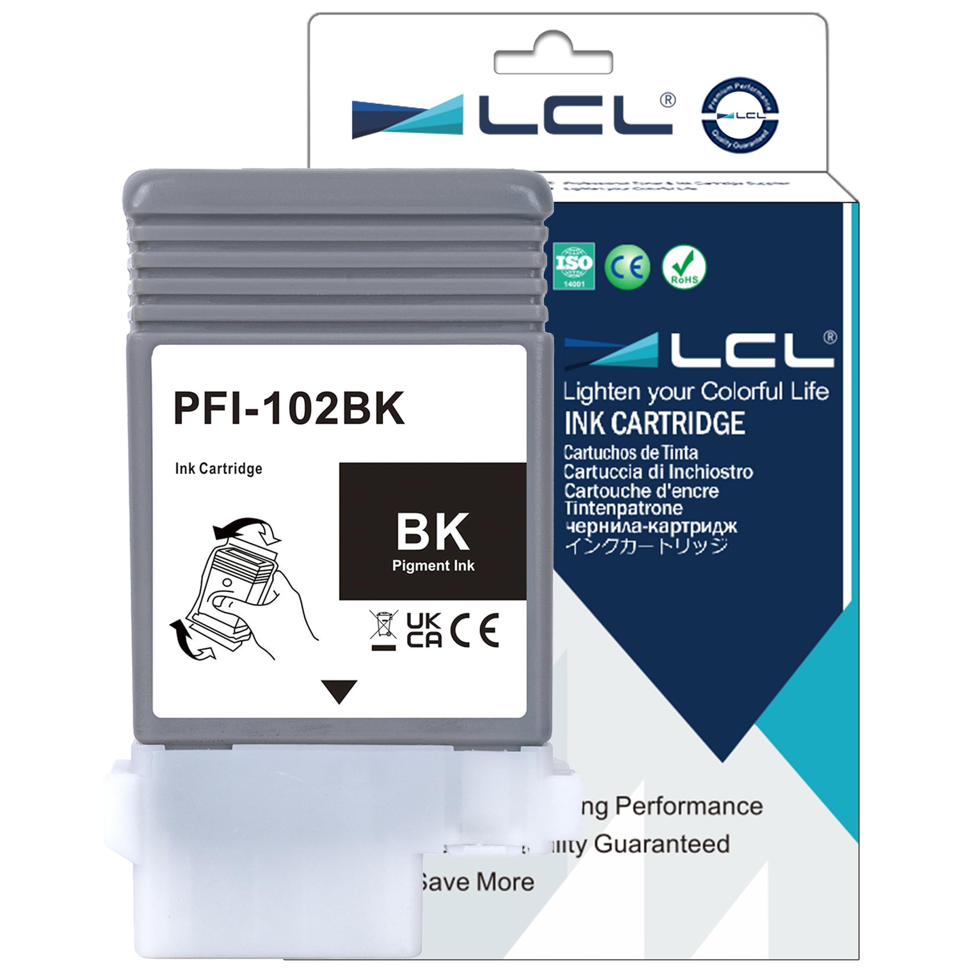 LCL PFI102 Black Ink Cartridge Replacement for Canon PFI-102 PFI-102BK for Canon imagePROGRAF iPF500 iPF510 iPF600 iPF605 iPF610 iPF650 iPF655 iPF700 iPF710 iPF720 iPF750 iPF755 iPF760 iPF765 (1 Pack)
