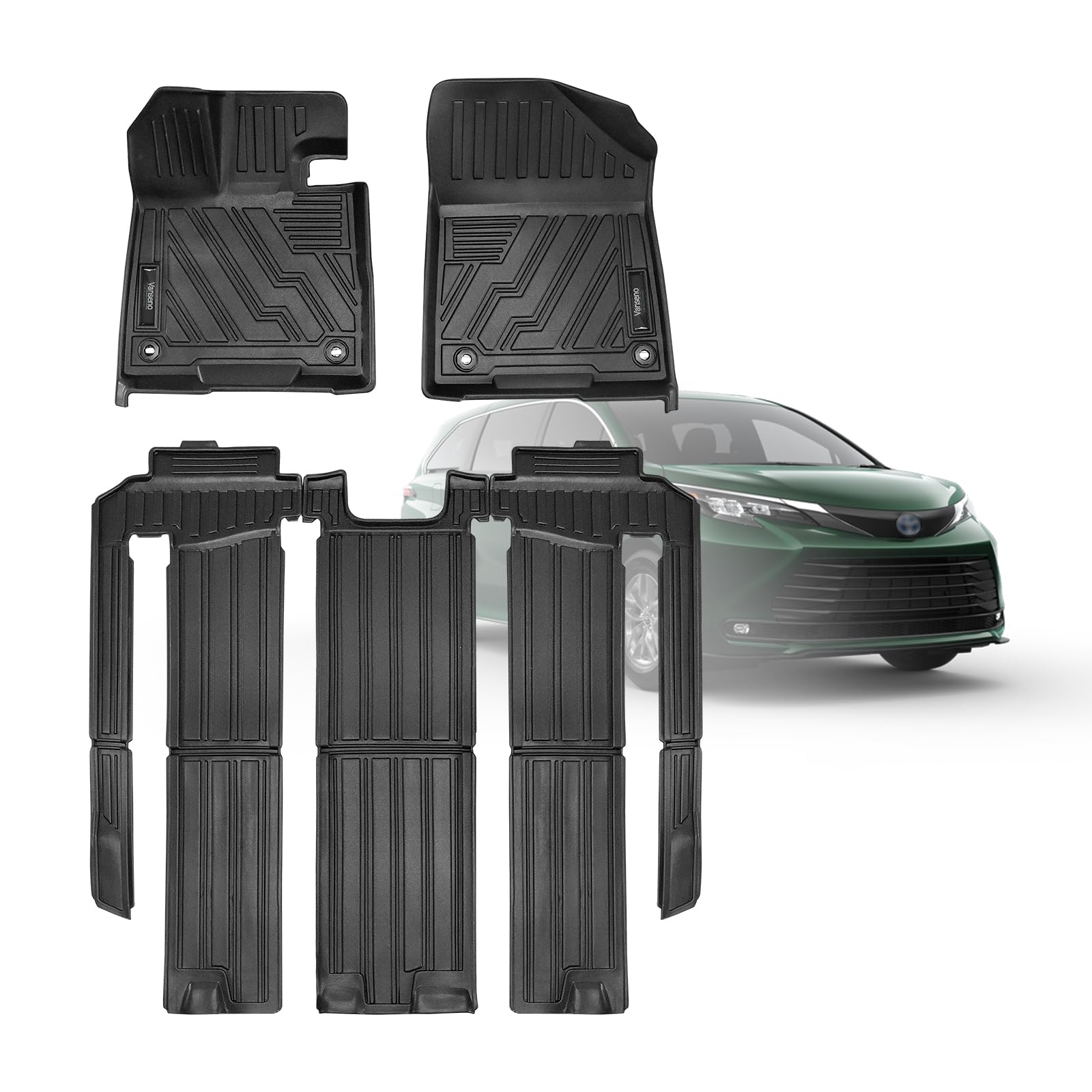 Photo 1 of Vanseno 1st & 2nd Floor Mats Compatible for 2021-2026 Toyota Sienna LE/XLE 7 Seat All Weather TPE Floor Liner for 2026 2025-2021 Toyota Sienna Accessories (Not for 2025 Platinum Edition)