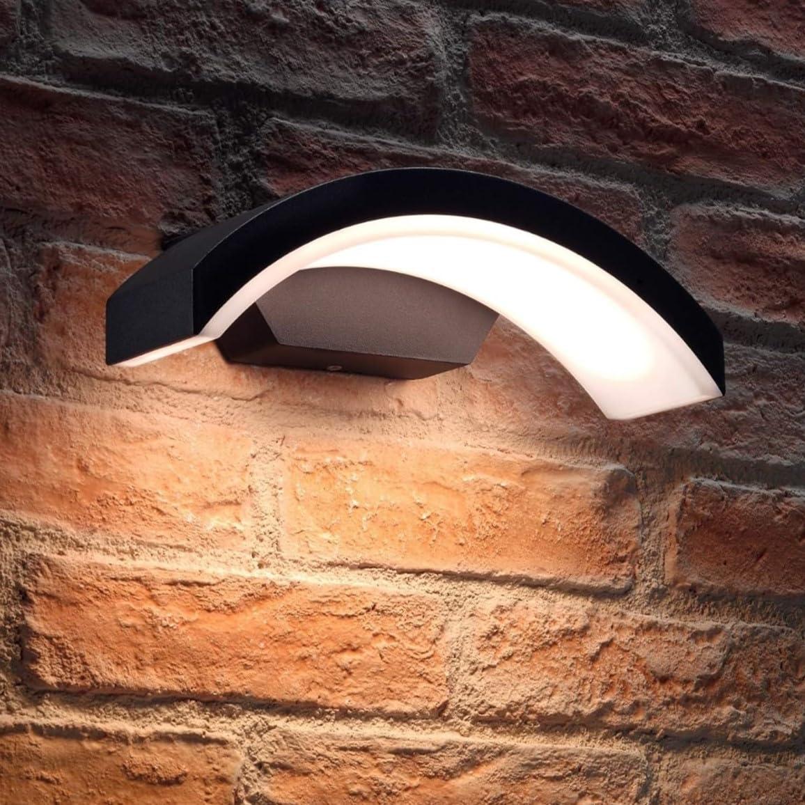 Auraglow Integrated LED Outdoor Wall Light Fixture Lamp in Modern Weatherproof (IP54) Black Arch Design – for Porch, Gardens or Driveways