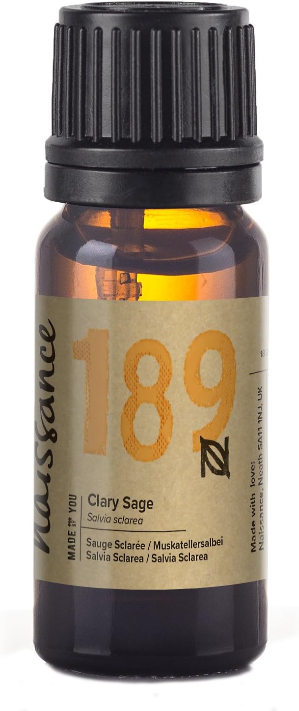 Naissance Clary Sage Essential Oil (no. 189) 10ml, Pure, Natural, Cruelty Free, Steam Distilled and Undiluted