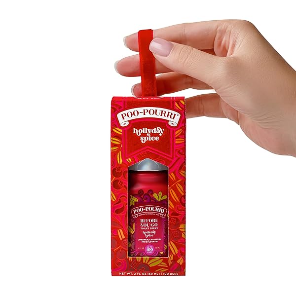 POO-POURRI BEFORE-YOU-GO TOILET SPRAY, HOLLYDAY SPICE, 2 FL OZ – CRANBERRY, CINNAMON, AND BALSAM FIR, 1 COUNT (PACK OF 1)