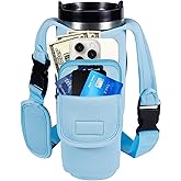 GIMHAI HOME Magnetic Gym Bags for Men & Women – Magnetic Bag Water Bottle Sling Bag for Stanley Cups | Water Bottle Holder with Card Pockets, AirPod Case for Fitness, Hiking, Workouts (Blue)