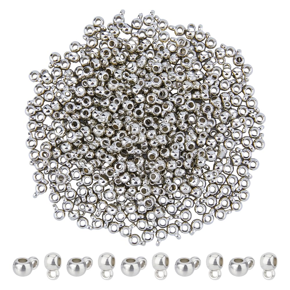 DICOSMETIC 400Pcs Bail Beads Platinum Loop Bails CCB Plastic Tube Bails Connector Spacer Beads Hanger Charm Connector Hanger Beads for DIY Bracelet Jewelry Making, Hole: 2.8mm — image 1