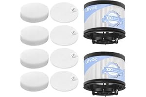 LEVOIT LVAC-300 / LVAC-200 MAX Vacuum Cleaner Replacement Filter, 4 Pre-Motor Filters 2 HEPA Filters, White