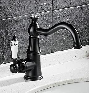 Baño Cuenca Del Grifo Antiguo Cepillado Manija De Porcelana Y Cristal