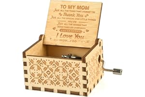UNIQLED You are My Sunshine Music Box, Son Daughter Gifts for Mom, Personalized Laser Engraved Vintage Design Wooden Music Boxes, Mothers Day Birthday Mom Gifts from Daughter Son
