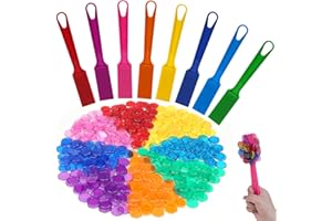 SAYAYA 8 PCS Magnetic Bingo Wand and Chips Set - Includes 400 Colorful Bingo Chips for Fun Family Game Night, Educational Science Learning, Counting, Sorting, Group Activities for Classroom