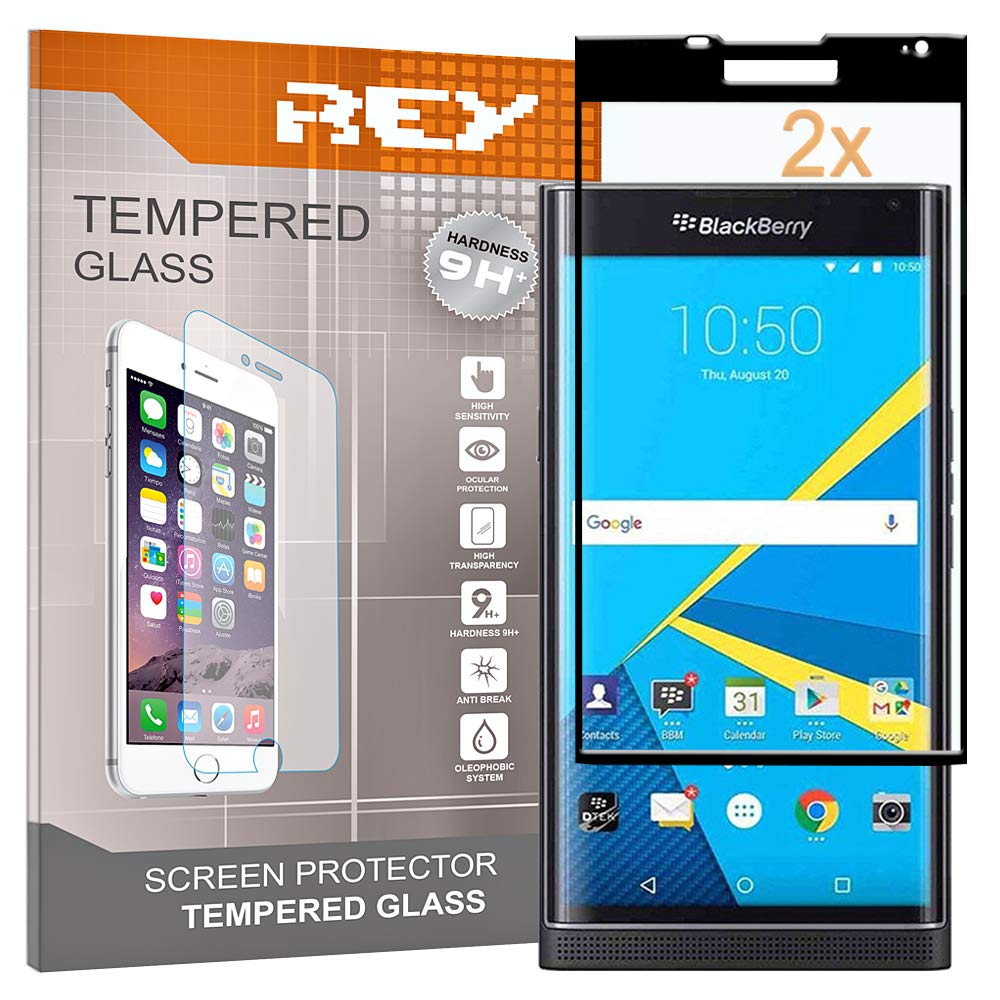 REY 3D Screen Protector for BLACKBERRY PRIV, Black, Polycarbonate Glass Film, Premium quality, Perfect protection for scratches, breaks, moisture, [Pack 2x]