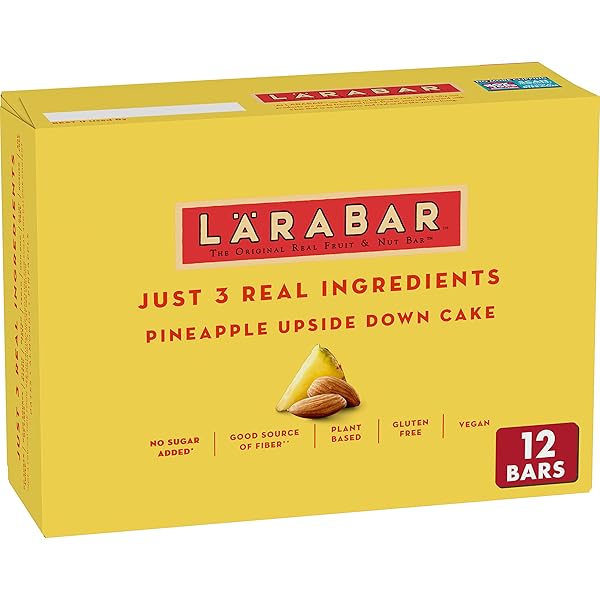 LARABAR PINEAPPLE UPSIDE DOWN CAKE, GLUTEN FREE VEGAN FRUIT NUT BARS, 12 CT