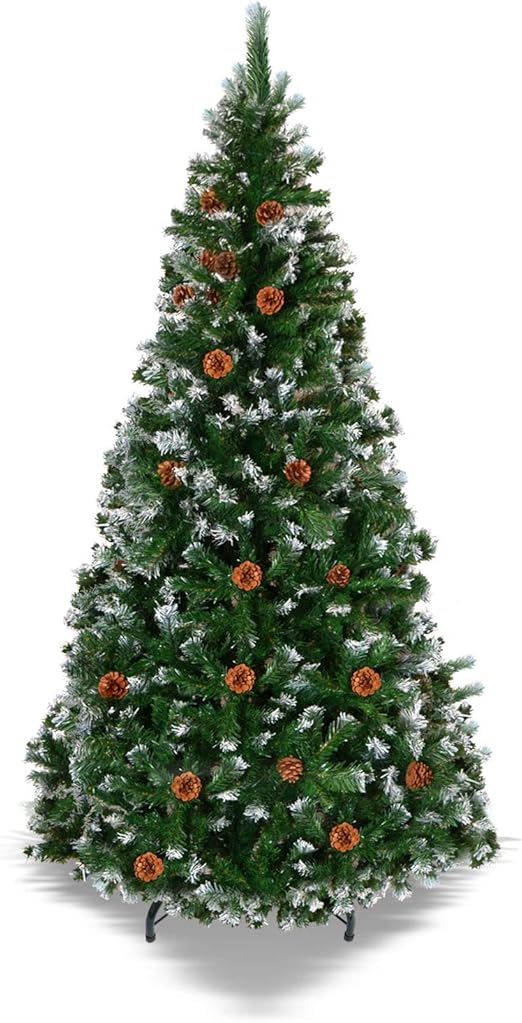 Amazon Com Strong Camel Snow Tipped Christmas Tree With Pinecones Realistic Natural Branches Unlit Artificial Tree 6 Home Kitchen