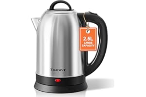 Topwit 2.5L Large Electric Kettle, BPA Free Stainless Steel Water Boiler & Heater, Fast Boil Electric Tea Kettle, Hot Water Kettle Electric with Auto Shut-Off & Boil-Dry Protection for Family