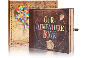 FEIYU BUY Our Adventure Book 148-Page DIY Handmade Scrapbook with Retro-Style Embossed Letter Cover - Perfect Travel Diary & Memory Album for Couples, Ideal for Anniversaries & Weddings, Father's Day Gift
