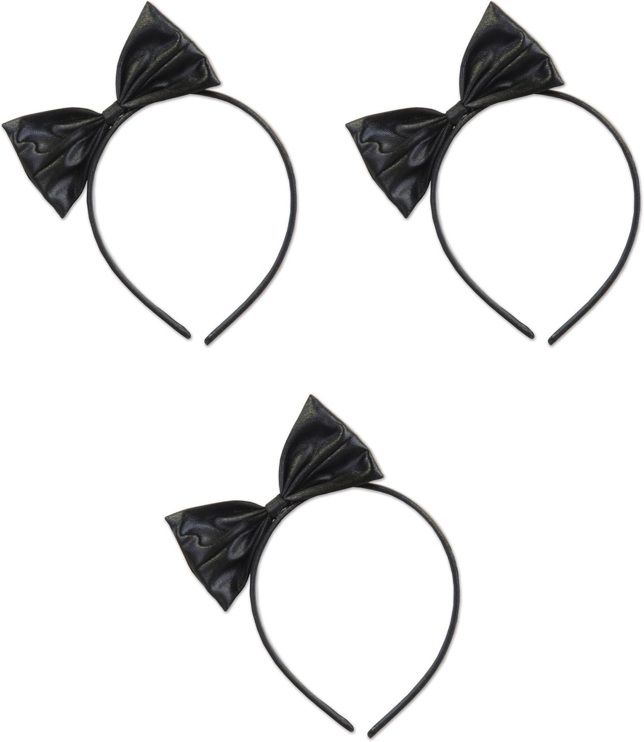Beistle 60054, 3 Piece Black Bow Headbands