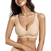 Aubrasen Deep V Wireless Seamless Push Up Bras for Women - Comfort Bralette for Everyday Wear