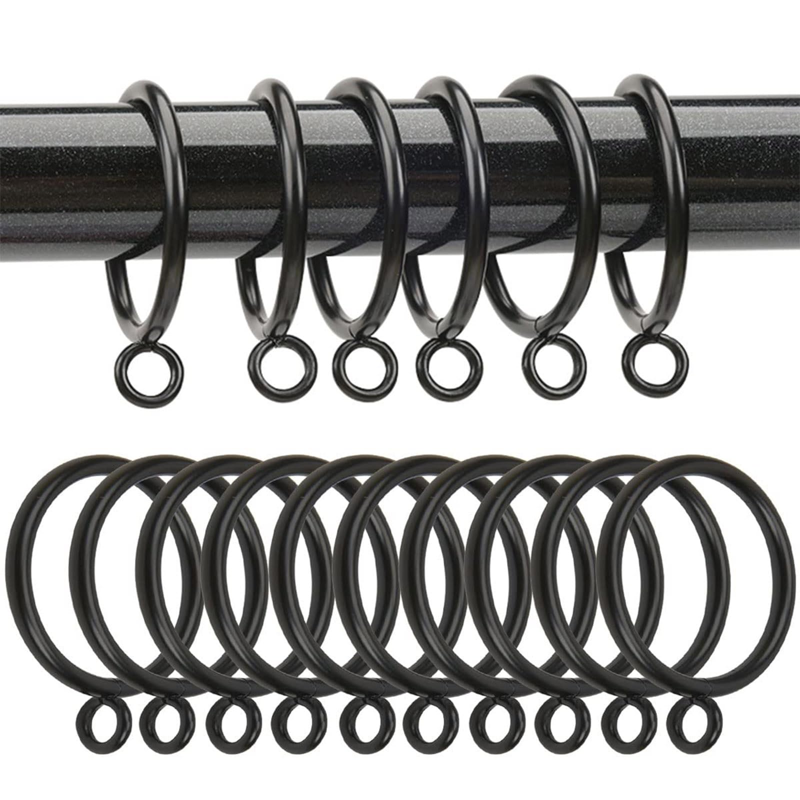 TA-VIGOR 24Pcs Black Metal Curtain Rings, 28mm Internal Diameter, Drapery Ring
