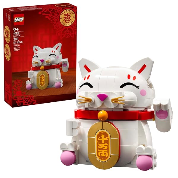 LEGO LUCKY CAT BUILDING TOY FOR GIRLS & BOYS – SMILING CAT W/WAVING PAW FUNCTION FOR KIDS, AGES 9+ – HOME DECOR FOR SPRING FESTIVAL & CHINESE NEW YEAR CELEBRATIONS – GIFT IDEA FOR BIRTHDAYS – 40813